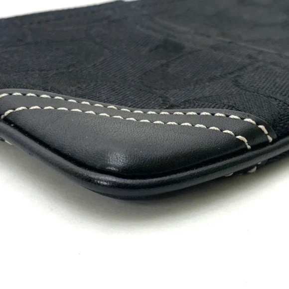 Coach Women's Leather Trimmed Black Signature C Wristlet - Picture 8 of 12